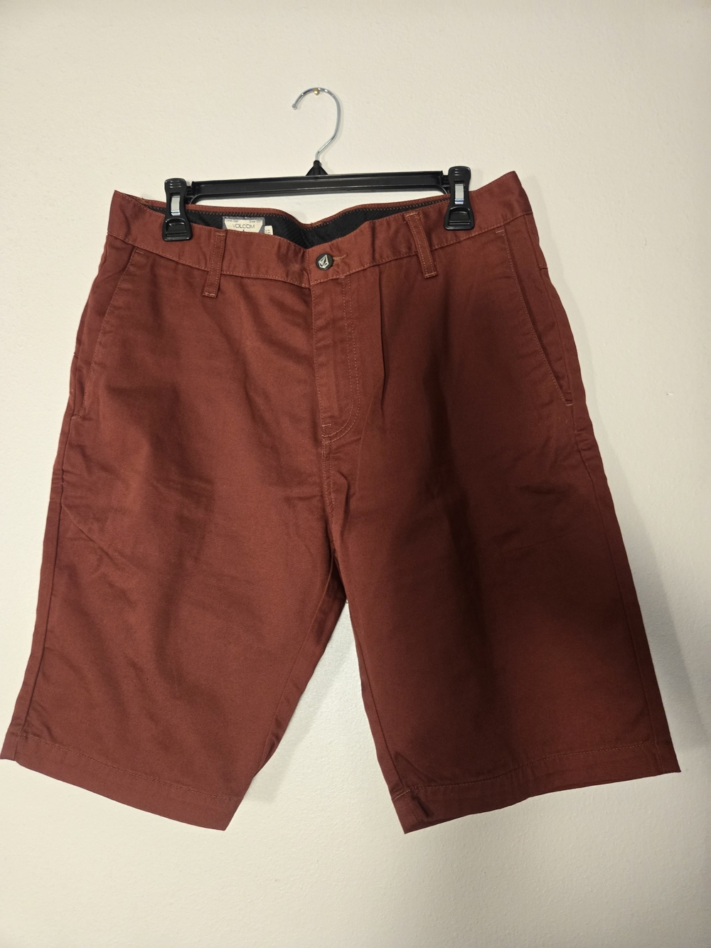 Volcom Men's Rust Red Flat-Front Shorts
